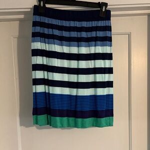 LOFT Multicolor Striped A-Line Skirt